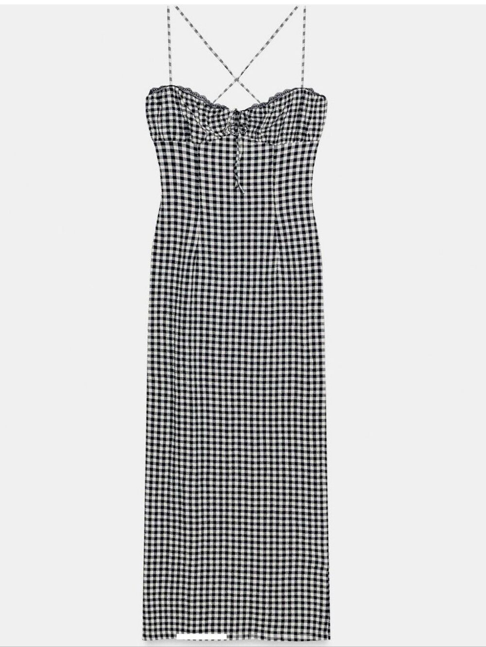 Gingham Cami Maxi Dress - Black/White Size Medium